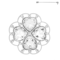 FLOWER SHAPE GLASS BROOCH