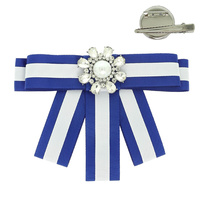 JEWELED STRIPED RIBBON HAIR CLIP / BROOCH PIN