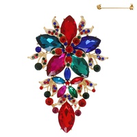 CRYSTAL RHINESTONE FLORAL BROOCH PIN
