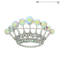 PEARL RHINESTONE CROWN BROOCH PIN