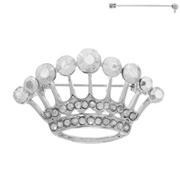 PEARL RHINESTONE CROWN BROOCH PIN