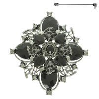 CRYSTAL FLOWER BROOCH