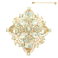 CRYSTAL FLOWER BROOCH