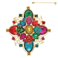 CRYSTAL FLOWER BROOCH PIN