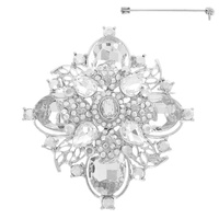 CRYSTAL FLOWER BROOCH PIN