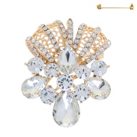 CRYSTAL RHINESTONE BOW CLUSTER BROOCH PIN