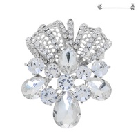 CRYSTAL RHINESTONE BOW CLUSTER BROOCH PIN