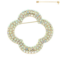 RHINESTONE QUATREFOIL BROOCH PIN