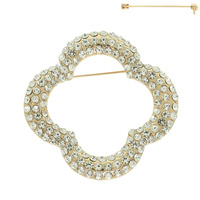 RHINESTONE QUATREFOIL BROOCH PIN