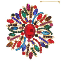 CRYSTAL RHINESTONE VINE CLUSTER BROOCH PIN