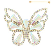 VINTAGE CRYSTAL GEMSTONE BUTTERFLY BROOCH PIN