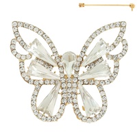 VINTAGE CRYSTAL GEMSTONE BUTTERFLY BROOCH PIN