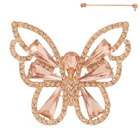VINTAGE CRYSTAL GEMSTONE BUTTERFLY BROOCH PIN