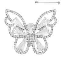 VINTAGE CRYSTAL GEMSTONE BUTTERFLY BROOCH PIN