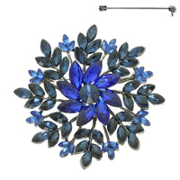 FLOWER CRYSTAL CLUSTER BROOCH PIN