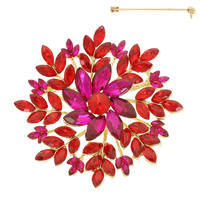 FLOWER CRYSTAL CLUSTER BROOCH PIN