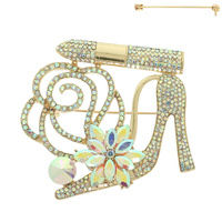 FLORAL LIPSTICK HIGH HEEL BROOCH PIN