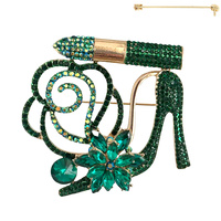 FLORAL LIPSTICK HIGH HEEL BROOCH PIN