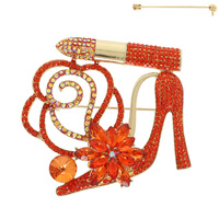 FLORAL LIPSTICK HIGH HEEL BROOCH PIN