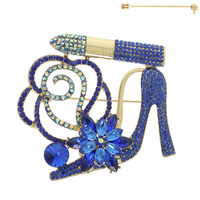FLORAL LIPSTICK HIGH HEEL BROOCH PIN