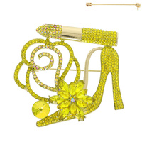 FLORAL LIPSTICK HIGH HEEL BROOCH PIN
