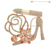 FLORAL LIPSTICK HIGH HEEL BROOCH PIN
