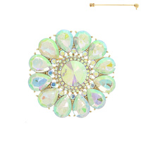 FLORAL MULTI-CUT CRYSTAL BROOCH PIN