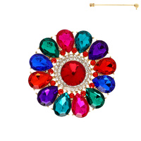 FLORAL MULTI-CUT CRYSTAL BROOCH PIN