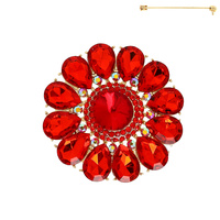 FLORAL MULTI-CUT CRYSTAL BROOCH PIN