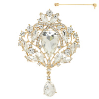 FLORAL JEWELED FESTOON BROOCH PIN