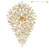 PEAR SHAPED JEWELED LEAF BROOCH PIN