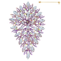 PEAR SHAPED JEWELED LEAF BROOCH PIN