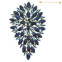PEAR SHAPED JEWELED LEAF BROOCH PIN