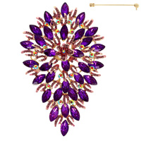 PEAR SHAPED JEWELED LEAF BROOCH PIN