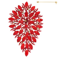 PEAR SHAPED JEWELED LEAF BROOCH PIN