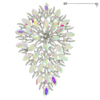 PEAR SHAPED JEWELED LEAF BROOCH PIN