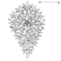 PEAR SHAPED JEWELED LEAF BROOCH PIN