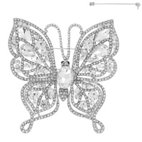 JEWELED CRYSTAL RHINESTONE PAVE FILIGREE BUTTERFLY BROOCH PIN