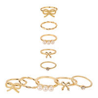 5PC ASSORTED JEWELED STACKABLE RING SET