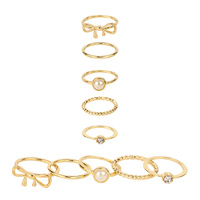 5PC ASSORTED JEWELED STACKABLE RING SET