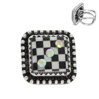 WESTERN CHECKERBOARD RHINESTONE RING