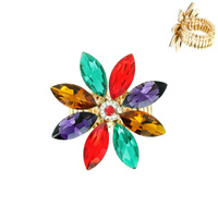 STONE FLOWER METAL STRETCH RING