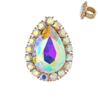 MULTI-CUT CRYSTAL TEARDROP RING
