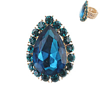 MULTI-CUT CRYSTAL TEARDROP RING
