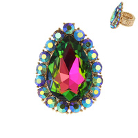 MULTI-CUT CRYSTAL TEARDROP RING