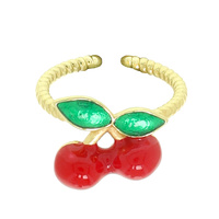 COLORFUL ENAMEL CHERRY CUFF RING