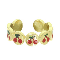 ENAMEL PAINTED CHERRY COIN BAND RING