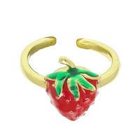 COLORFUL ENAMEL STRAWBERRY CUFF RING