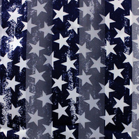 VINTAGE PATRIOTIC STAR CHIFFON  SATIN SCARF WRAP