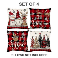 CHRISTMAS PLAID MERRY CUSHION COVER SET